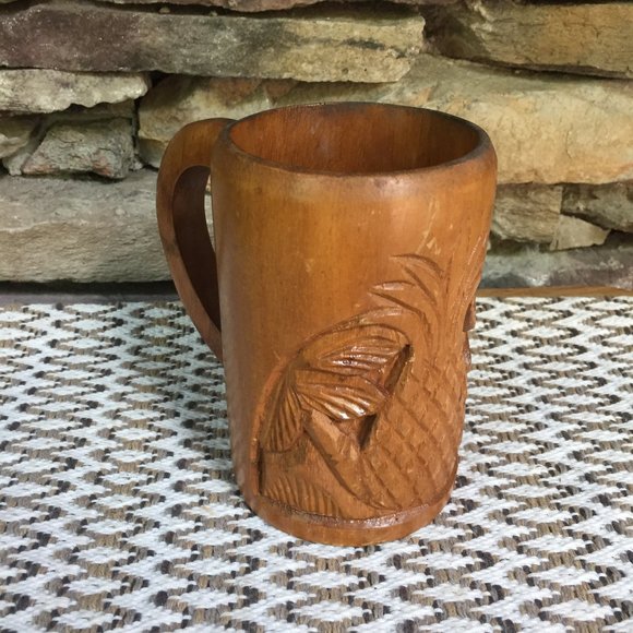 VTG Monkeypod Mug Pineapple Carved Tiki Bar Hawaii - Picture 14 of 14